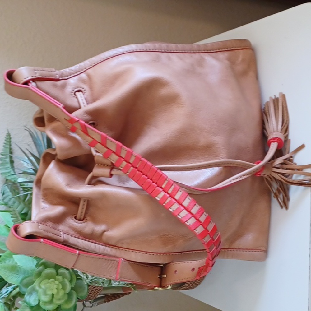 Fossil "Claire" Cow Hide Leather Drawstring Bag - image 1